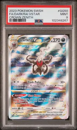 PSA 9 MINT Darkrai VSTAR GG50/GG70 Crown Zenith Galarian Gallery Pokemon - Image 1