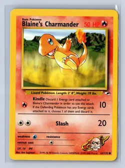 2000 Pokemon Gym Challenge Blaine's Charmander #61/132 - Image 1