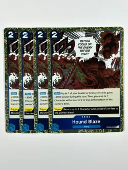 4x Hound Blaze OP05-057 R Awakening of the New Era ONE PIECE CCG Eng Playset NM - Image 1
