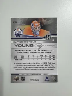 2025-26 Upper Deck Series 1 - Young Guns Olivier Rodrigue #203 (RC) - Image 2