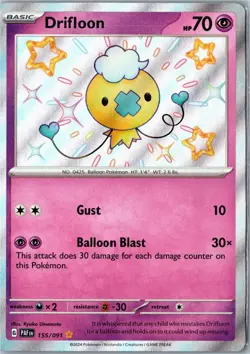 Pokemon Card - Drifloon Paldean Fates 155/091 Shiny Rare Holo Near Mint - Image 1