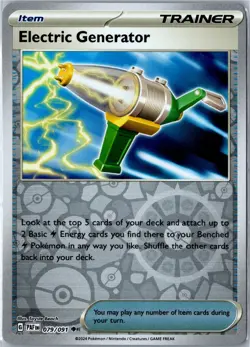 Pokemon Card - Electric Generator 079/091 Paldean Fates Uncommon Reverse Holo NM - Image 1