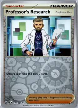 Pokemon Card - Professor's Research 088/091 Paldean Fates Rare Reverse Holo NM - Image 1