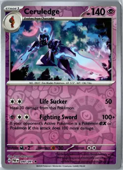 Pokemon Card - Ceruledge Paldean Fates 040/091 2024 Rare Reverse Holo Near Mint - Image 1