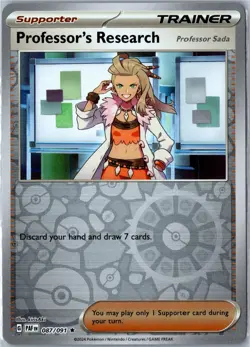 Pokemon Card - Professor's Research Paldean Fates 087/091 Rare Reverse Holo NM - Image 1