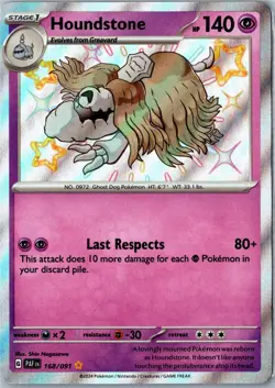 Pokemon Card - Houndstone Paldean Fates 168/091 Shiny Rare Holo Near Mint - Image 1