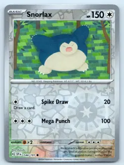 Snorlax 144/191 Common Surging Sparks Pokemon Reverse Holo Near Mint - Image 1