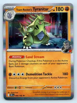 Team Rocket's Tyranitar 096/182 Rare Destined Rivals Pokemon Holo Near Mint - Image 1