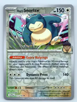 Hop's Snorlax 117/159 Rare Journey Together Pokemon Reverse Holo Near Mint - Image 1