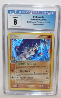 2005 Pokemon Poliwrath #11/115 EX Unseen Forces Reverse Holo Rare English CGC 8 - Image 1