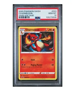 PSA 10 2020 POKEMON SWORD & SHIELD VIVID VOLTAGE #024 CHARMELEON VIVID VOLTAGE - Image 1