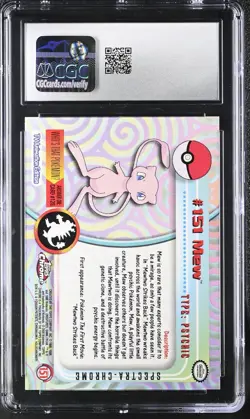 CGC 9 Pokemon 2000 Topps Chrome Spectra Mew Only 2 Higher! Super Rare 1st - Image 2