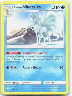 Alolan Ninetales 28/147 Rare Burning Shadows Pokemon Lightly Played - Image 1