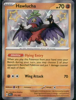 Hawlucha 175/091 Shiny Rare Paldean Fates Pokemon Holo Near Mint - Image 1