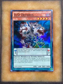 Yugioh D/D Orthros SDPD-EN004 Super Rare 1st Ed NM - Image 1