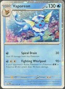 Pokemon - Vaporeon - (Cosmos Holo) 022/131 Miscellaneous Cards/Products - NM - Image 1
