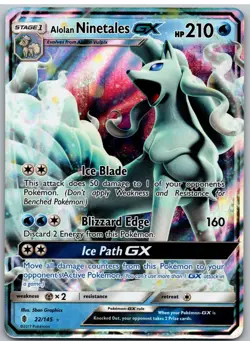 Alolan Ninetales GX 22/145 Holo Ultra Rare Guardians Rising Pokemon - Image 1