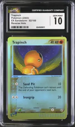CGC 10 GEM MINT Trapinch 82/100 EX Sandstorm Reverse Holo Vintage 2003 Pokemon - Image 1