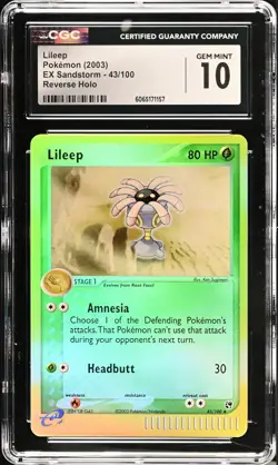 CGC 10 GEM MINT Lileep 43/100 Reverse Holo EX Sandstorm Vintage 2003 Pokemon - Image 1