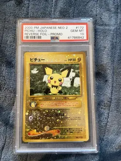 2000 POKEMON JAPANESE NEO 2 PROMO REVERSE FOIL #172 PICHU PSA 10 - Image 1
