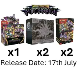 PRESALE Pitch Black Pokemon Center Bundle 1x Booster Box, 2x Bundles, 2x PC ETB - Image 1