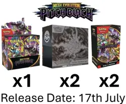 PRESALE Pitch Black Pokemon Center Bundle 1x Booster Box, 2x Bundles, 2x PC ETB - Image 1