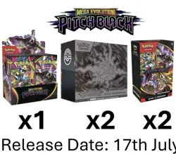 PRESALE Pitch Black Pokemon Center Bundle 1x Booster Box, 2x Bundles, 2x PC ETB - Image 1