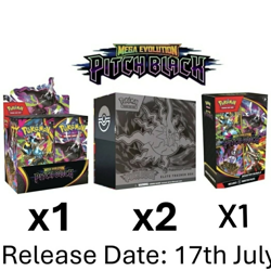PRESALE Pitch Black Pokemon Center Bundle 1x Booster Box, 1x Bundles, 2x PC ETB - Image 1
