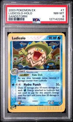 2003 POKEMON EX SANDSTORM #7 LUDICOLO-HOLO PSA 8 - Image 1