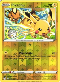 PIKACHU 049/195 COMMON SILVER TEMPEST POKEMON REVERSE HOLO NEAR MINT - Image 2