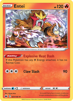 ENTEI 021/159 HOLO RARE CROWN ZENITH POKEMON REVERSE HOLO NEAR MINT - Image 1