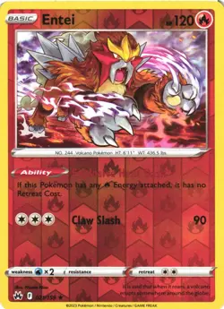 ENTEI 021/159 HOLO RARE CROWN ZENITH POKEMON REVERSE HOLO NEAR MINT - Image 2