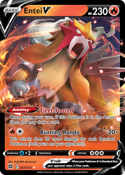 ENTEI V 022/172 HOLO V RARE BRILLIANT STARS POKEMON HOLO NEAR MINT - Image 1