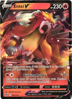 ENTEI V 022/172 HOLO V RARE BRILLIANT STARS POKEMON HOLO NEAR MINT - Image 2