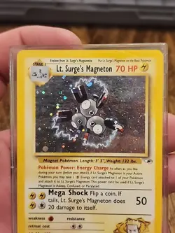 Pokemon TCG Lt. Surge's Magneton Gym Heroes Holo Card 8/132 Unlimited - Image 2