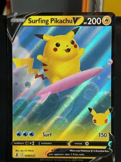 Pokemon TCG Surfing Pikachu V 008/025 Celebrations Holo Ultra Rare - Image 1