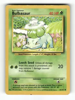 Bulbasaur - 44/102 - Base Set Unlimited - Pokemon - Common - HP - Image 1