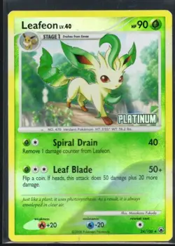 Pokemon TCG - Burger King Platinum Promos #024/100 Leafeon Reverse Holo DAMAGED! - Image 1