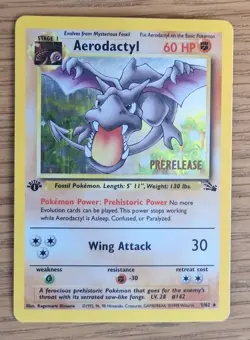 Aerodactycl #1/62 Prerelease Stamp Holo Pokemon 1999 Fossil 1st Edition - Image 1