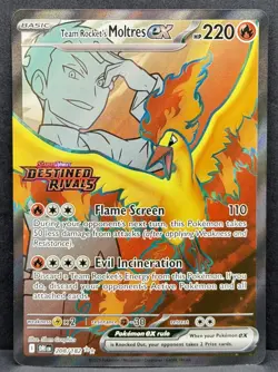 Team Rocket's Moltres ex 208/182 - Destined Rivals STAMPED PROMO Pokemon TCG NM - Image 1