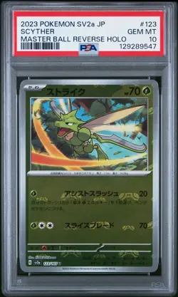 2023 POKEMON JPN SV2A-POKEMON 151 MASTER BALL REVERSE HOLO #123 SCYTHER PSA 10 - Image 1