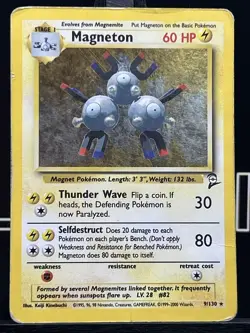Magneton 9/130 Base Set 2 Unlimited Cosmo Holo Rare Vintage Pokemon TCG SWIRL - Image 3