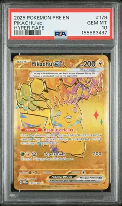 2025 POKEMON PRE EN-PRISMATIC EVOLUTIONS HYPER RARE #179 PIKACHU EX PSA 10 - Image 1