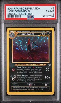 2001 POKEMON NEO REVELATION DOUBLE HOLO ERROR #8 HOUNDOOM-HOLO PSA 6 - Image 1