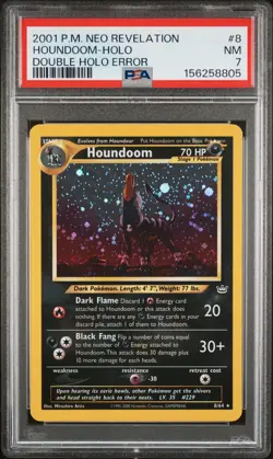 Pokemon Houndoom DOUBLE HOLO ERROR 8/64 PSA 7 NM New Cert Neo Revelation - Image 1