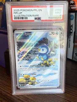 2025 POKEMON PFL EN-PHANTASMAL FLAMES 098 PIPLUP ILLUSTRATION RARE PSA 9 MINT - Image 1