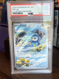 2025 POKEMON PFL EN-PHANTASMAL FLAMES 098 PIPLUP ILLUSTRATION RARE PSA 9 MINT - Image 3