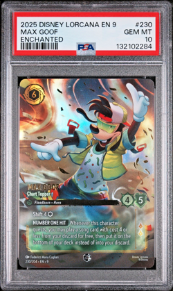 2025 Disney Lorcana EN 9- MAX GOOF - FABLED ENCHANTED #230 - CHART TOPPER PSA 10 - Image 1