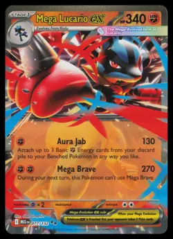 Pokemon Mega Lucario ex - 077/132 - Double Rare Mega Evolution Holo NM - Image 1