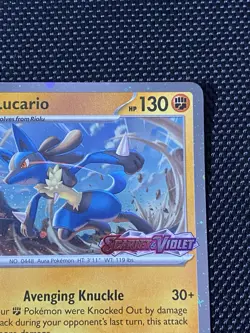 Pokemon TCG Lucario 114/198 Scarlet & Violet Stamped Cosmo Foil NM - Image 3